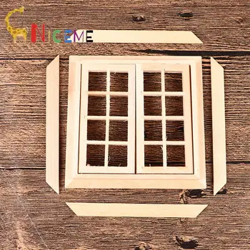 1:12 Lutke Miniaturni Vrata, Okna 16 Omrežja Kvadratnih Windows Model Doma Dekor