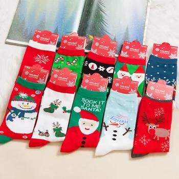 1 par Priložnostne Ženske Božične nogavice Smešno Risanka Snežaka, Santa Claus elk luskast nogavice Bombaž Božično Darilo za ženske