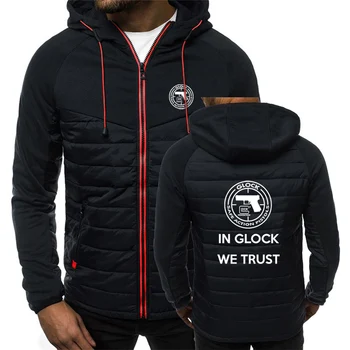 2023 Pištolo Glock ZDA Logotip Runo Oblazinjeni Hooded Šivom Barve Suknjič Novo tiskalno Jesen Zimo Mens Oblačila Zadrgo, nanos na Vrh