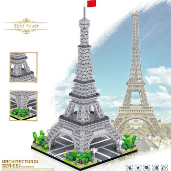 3585pcs Svetu Arhitekture Mikro Model gradnikov, Pariz, Eifflov Stolp Gradnje Opeke, DIY Igrače za Otroke Darilo