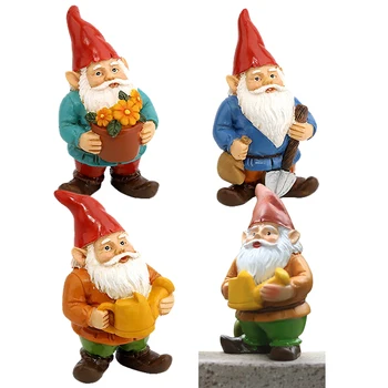 4 Kos Miniaturni Vrt Gnome Figurice Mini Palčki Palčkov Trajne Smolo Kipi za Cestni Notranja Zunanja Vrtnarjenje