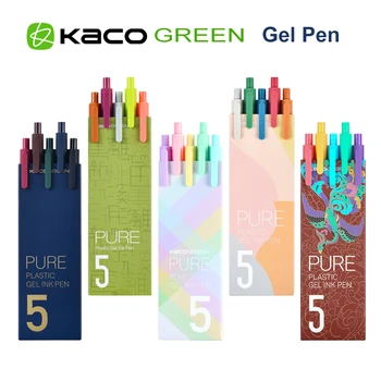 5pcs/paket Najnovejši KACO Prijavite Pero Gel Peresa 0,5 mm Ponovno Nemoteno Črnila za Pisanje Trajne Podpis Pero 5 Barve, Vintage Barve Tiskovine