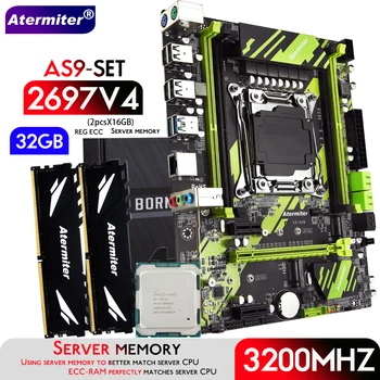 Atermiter X99 AS9 D4 matični plošči Nastavite z Xeon E5 2697 V4 CPU LGA 2011-3 2pcs X 16GB = 32GB 3200MHz DDR4 REG ECC RAM Pomnilnika