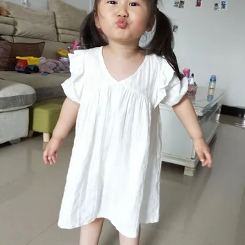 Baby Girl Oblačenja Poletje Kratek Rokav Bombaž Otroci Oblačila Malčka Dekleta Bela Barva Obleke