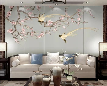 beibehang ozadje po Meri ročno poslikano HD boutique umetnosti cvet in ptic TV ozadju stensko slikarstvo de papel parede 3d ozadje