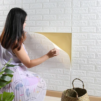 Bela opeke ozadje samolepilne 3d stenske nalepke proti trčenju v ozadju stene pene oblazinjeno spalnica dekoracijo nalepka