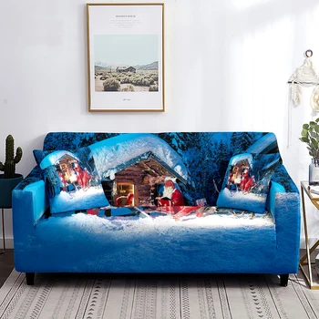 Božič Santa Claus Kavč Kritje Pozimi Sneg Hiša Stretch Slipcover Stroj Pohištvo Zaščitnik Žensk, Otrok Darilo Doma Dekoracijo