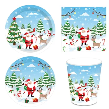 Božični party Supplies Santa Claus papir, Tablice Plenice Božič prt za Vesel Božič okraski Stranka Novo leto dobave