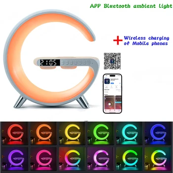 Brezžično Polnjenje Bluetooth Zvočnik RGB Noč Svetlobe Digitalna Budilka otroška Spalna Soba LED App Nadzor