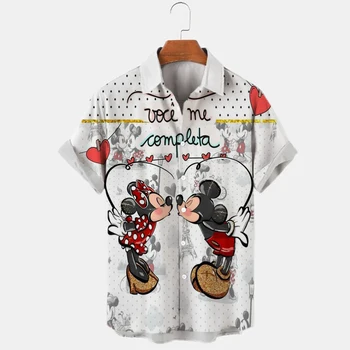 Disney Tematskih Majica Poletje Gumb Gor Majico za Moške Počitnice Plaže Kratek Rokav 3d Full Natisniti Moda Barva Priložnostne Žensk Hip Hop T