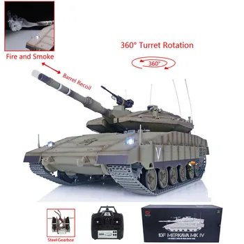 Heng Long RC Tank 1/16 IDF Merkava MK IV Odprt Ogenj Kajenje 360° Kupolo Rotacijski Baterije Daljinski upravljalnik Model Igrača Darilo TH22649