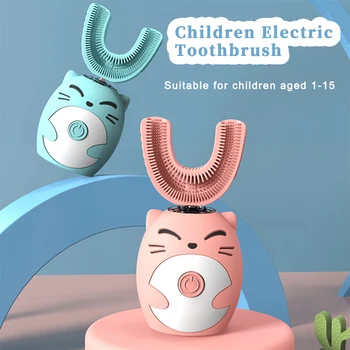 Ipx7 Nepremočljiva Električna zobna ščetka Otroke v obliki črke U Sonic Smart Ultrazvočne Zobne Ščetke 360 Stopinj Beljenje Zob Za Otroke