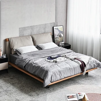 Italija sodobne preprost king size zakonsko posteljo usnje posteljo high-end vzdušje svetlobno razkošje začasno posteljo zakonske postelje hotel postelja