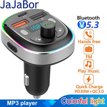 JaJaBor UKV-Avto MP3 Player Pisane Luči QC3.0 Usb PD 30W Hitro Polnjenje za Prostoročno uporabo Bluetooth 5.0 Komplet FM Modulator
