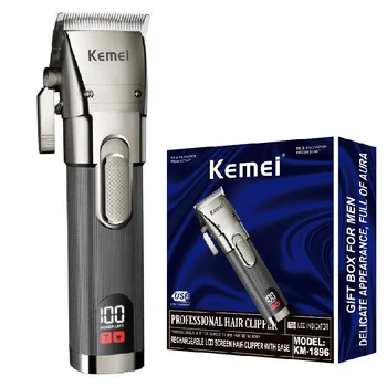 Kemei barber full metal lase clipper litij-professional hair trimmer za moške električni sušilnik za rezalni stroj za polnjenje