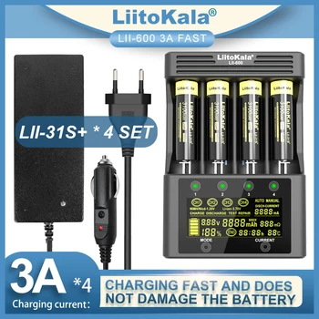 LiitoKala Lii-600 LCD Polnilec Za Li-ion, 3.7 V, NiMH 1,2 V, Primerna 18650 26650 21700 18500 AA AAA Lii-51S Lii-31S Lii-35S