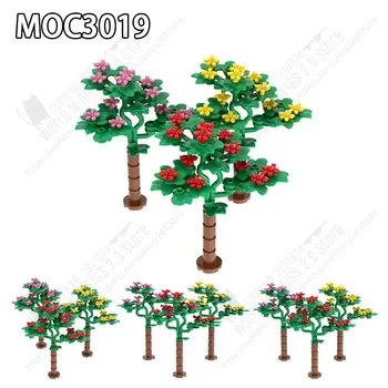 MOC3019 Kmetiji MOC Pisano Cvetje, Drevo Model gradniki Street View Rastline Dekoracijo DIY Skupščine Opeke Igrače Za Otroke