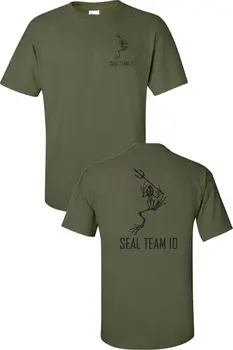 Moda Bombaža T-shirt Navy Seals Ekipa 10 Okostje Žaba W/ Kopje Tiskane Spredaj Nazaj moška T Majica Cool Tees Vrhovi Ulične