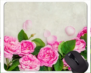 Mouse Pad Non-Zavora Naravne Gume, ki je Pravokotnik, Podloge za Miško,Rose cvet -Žico Robovi