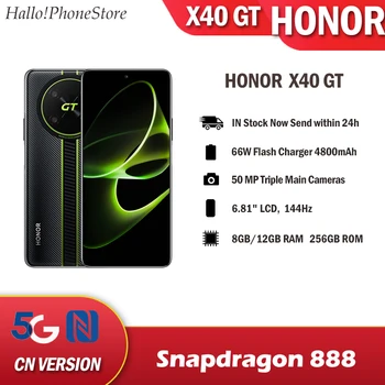 NOVA Čast X40 GT 5G Snapdragon 888 Android 12 6.81 palčni 144Hz 4800mAh WiFi-6 66W 50MP Glavne Kamere, NFC, Bluetooth 5.2 OTA