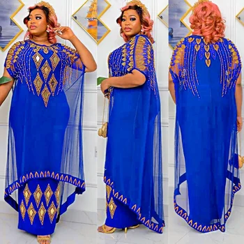 Ponaredek Dva Kosa Afriške Obleke za Ženske 2023 Tradicionalnih Nigerija Očesa Vroče Vaja Caftan Obleko Abaya Musulman Haljo Femme Oblačila