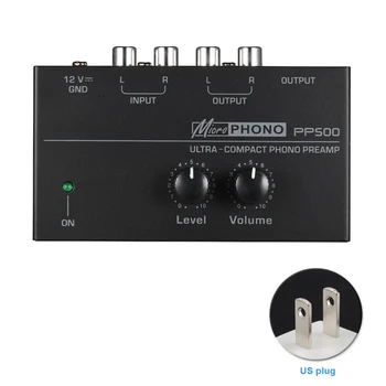 PP500 Glasnosti Vmesnik Elektronski Kovinski Phono pre-amp Prenosni Doma Preamplifier Ultra Kompakten Gramofon Stereo Audio (Stereo zvok