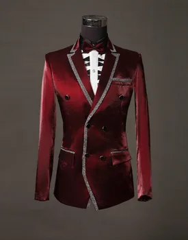 Rdeča Tuxedos Modni Spektakel River Moške Obleke Po Meri Obleke, Ropa Formalno Hombres Klasična Moda Men3Pieces(Suknjič+Hlače+Bowtie)