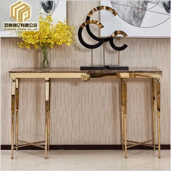 umetnega Marmorja verandi tabela zlato iz nerjavečega jekla, dekorativni kabinet verandi dvorani tablefurniture