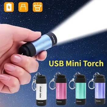 USB Mini Baklo Žep Led Luči Keychain Lučka za Polnjenje Prenosna Svetilka Nepremočljiva Prostem Pohodništvo Svetilke Kampiranje